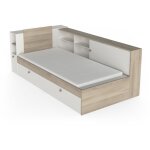 Calicosy - lit enfant life 1 personne - 90x190 / 200 - rangements - d�cor chene et blanc - demeyere - ...