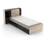 Calicosy - lit enfant life - 90x190 / 200 - rangements - dcor chene et noir - demeyere - fabriqu en ...