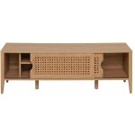 Calicosy - meuble tv avec 2 portes coulissantes dcor rotin - l138 cm