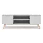 Calicosy - meuble tv 2 portes 2 niches l140 cm - campus