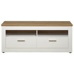 Trendteam - meuble tv 2 tiroirs 2 niches 148x45x59 cm décor blanc et chêne - mox Trendteam - meuble tv 2 tiroirs 2 niches 148x45x59 cm décor blanc et chêne - mox