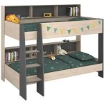 Calicosy - parisot lits superposes enfant - decor chene jackson et gris ombre - sommiers inclus - 2 x ...