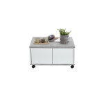 Fmd - table basse carrée 70 cm avec 2 tiroirs gris béton et blanc Fmd - table basse carrée 70 cm avec 2 tiroirs gris béton et blanc