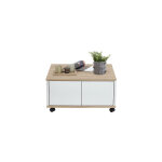 Fmd - table basse carre 70 cm avec 2 tiroirs chne et blanc