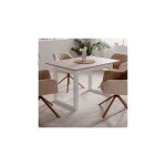 Finori - table  manger extensible 120 / 160x90x75 cm dcor travertin et blanc