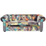 Beliani - canapé 3 places en tissu patchwork jaune - vert assise rembourrée large chesterfield Beliani - canapé 3 places en tissu patchwork jaune - vert assise rembourrée large chesterfield