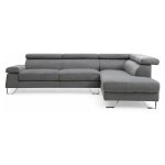 Canapé d'angle droit en velours xumi 260cm gris Canapé d'angle droit en velours xumi 260cm gris