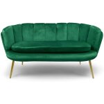 Cotecosy - canap� 2 places arrondi brenda velours vert pieds or