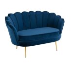 Pascal morabito - canap� 2 places coquillage en velours bleu nuit dandelion de