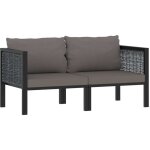 Canap� � 2 places avec coussins anthracite r�sine tress�e