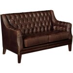 Canap 2 places en cuir colbert - marron