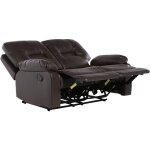 Canap� 2 places en cuir pu marron avec dossier r�glable et repose - pied pour salon au style moderne ...