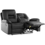 Canap relax manuel 2 places bergen cuir pu noir
