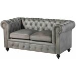 Massivmoebel24 - canapé 2 places en cuir véritable gris chesterfield 202 Massivmoebel24 - canapé 2 places en cuir véritable gris chesterfield 202