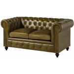 Canapé 2 places en cuir véritable vert chesterfield 302 Canapé 2 places en cuir véritable vert chesterfield 302