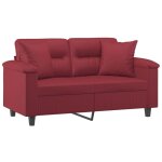 Vidaxl - canap 2 places avec oreillers bordeaux 120 cm similicuir