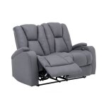 Deco in paris - canap 2 places relax lectrique en tissu microfibre gris el
