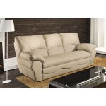 Venesetti - canapé 3 places en 100% tout cuir italien vachette osatis, couleur beige - beige Venesetti - canapé 3 places en 100% tout cuir italien vachette osatis, couleur beige - beige