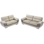 Vente - unique - canaps 3 places et 2 places en cuir francesca - taupe