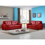 Vente - unique - canaps 3 places et 2 places en cuir hazel - rouge