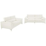 Vente - unique - canaps 3 places et 2 places en cuir solange - blanc