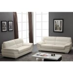 Vente - unique - canaps 3 places et 2 places en cuir thibault - ivoire