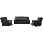 Vente - unique - canapés 3 places 2 places et un fauteuil relax en cuir de buffle pakita - noir Vente - unique - canapés 3 places 2 places et un fauteuil relax en cuir de buffle pakita - noir