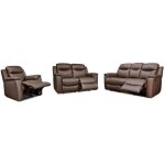 Canapés 3 places 2 places et un fauteuil relax evasion en cuir - marron Canapés 3 places 2 places et un fauteuil relax evasion en cuir - marron