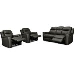 Vente - unique - canapé 3 places et 2 fauteuils relax evasion en cuir - noir Vente - unique - canapé 3 places et 2 fauteuils relax evasion en cuir - noir