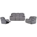 Vente - unique - canaps 3 places 2 places et un fauteuil relax en microfibre hernani - gris