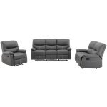 Vente - unique - canapés 3 places 2 places et un fauteuil relax en simili gris canby Vente - unique - canapés 3 places 2 places et un fauteuil relax en simili gris canby