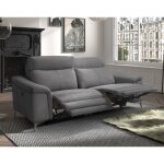 Pegane - canapé de 3 places, 2 relax électriques en tissu couleur gris foncé - longueur 227 x profondeur ... Pegane - canapé de 3 places, 2 relax électriques en tissu couleur gris foncé - longueur 227 x profondeur ...