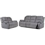 Vente - unique - canaps 3 places et 2 places relax en microfibre hernani - gris