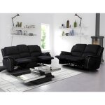 Vente - unique - canaps 3 places et 2 places relax en microfibre hernani - noir