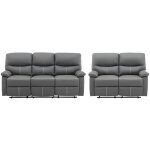 Vente - unique - canap�s 3 places et 2 places relax en simili gris canby