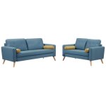 Vente - unique - canap�s 3 places et 2 places tatum en tissu - bleu