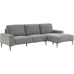 Sweeek - canapé 3 places angle à droite en tissu et structure / piètement métal noir polyester gris foncé ... Sweeek - canapé 3 places angle à droite en tissu et structure / piètement métal noir polyester gris foncé ...