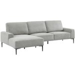 Sweeek - canapé 3 places angle gauche en tissu et structure / piètement métal noir polyester gris clair ... Sweeek - canapé 3 places angle gauche en tissu et structure / piètement métal noir polyester gris clair ...