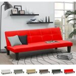 Canap� 3 places clic - clac convertible en similicuir topazio - rouge