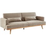 Vente - unique - canapé 3 places convertible clic - clac en tissu esme - beige Vente - unique - canapé 3 places convertible clic - clac en tissu esme - beige
