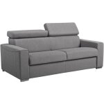 Canap� 3 places convertible express en tissu gris - couchage 140 cm - matelas 18 cm vizir