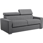 Vente - unique ? canap� convertible 3 places express en tissu gris ? couchage 140 cm avec lattes larges ...