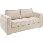 Vente - unique - canap� 3 places convertible express en velours c�tel� beige - couchage 140 cm - matelas ...