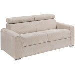Vente - unique ? canap� convertible express 3 places en velours c�tel� beige ? couchage quotidien 140 ...