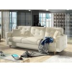 Les tendances - canapé 3 places convertible matelassé simili cuir beige clair anska 235cm Les tendances - canapé 3 places convertible matelassé simili cuir beige clair anska 235cm