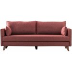 Les tendances - canapé 3 places convertible en tissu rouge bella Les tendances - canapé 3 places convertible en tissu rouge bella