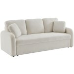 Sweeek - canap� 3 places cosy rond. tissu bouclettes blanches. milano. l 210 x p 85 x h 85cm