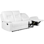 Beliani - canapé 3 places en cuir pu blanc avec dossier réglable et repose - pied pour salon au style ... Beliani - canapé 3 places en cuir pu blanc avec dossier réglable et repose - pied pour salon au style ...