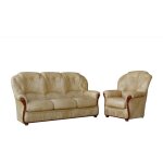 Vente - unique - canap 3 places et un fauteuil 100% cuir de buffle beige daphne