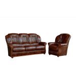 Vente - unique - canap 3 places et un fauteuil 100% cuir de buffle marron daphne